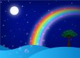 Regenbogen und Vollmond gleichzeitig - Phantasie macht's möglich. (Illustrator)